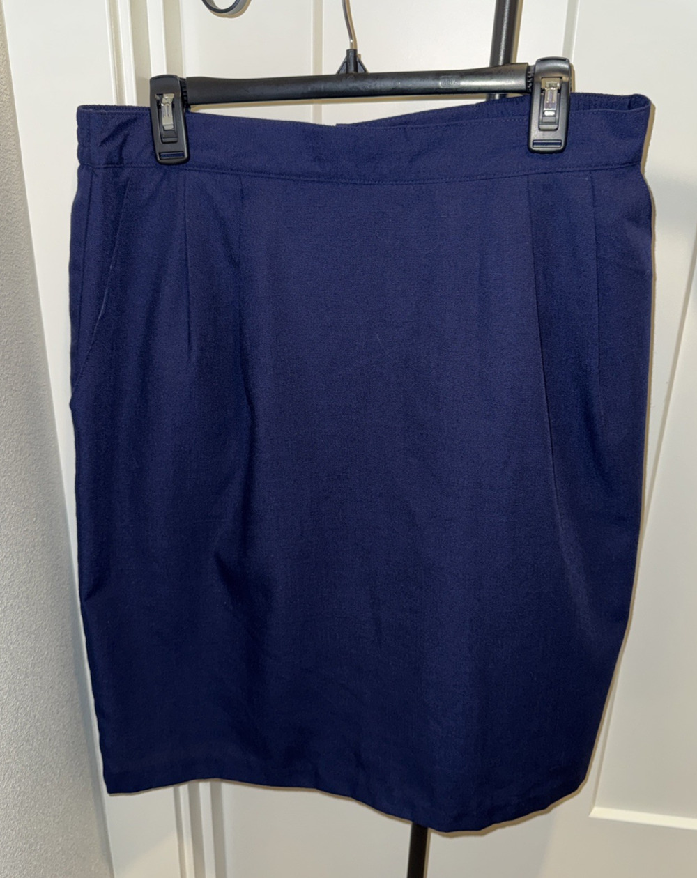 VTG 90s Sag Harbor Navy Blue Lined Skirt Size 18 Elastic Waist Pleated Preppy
